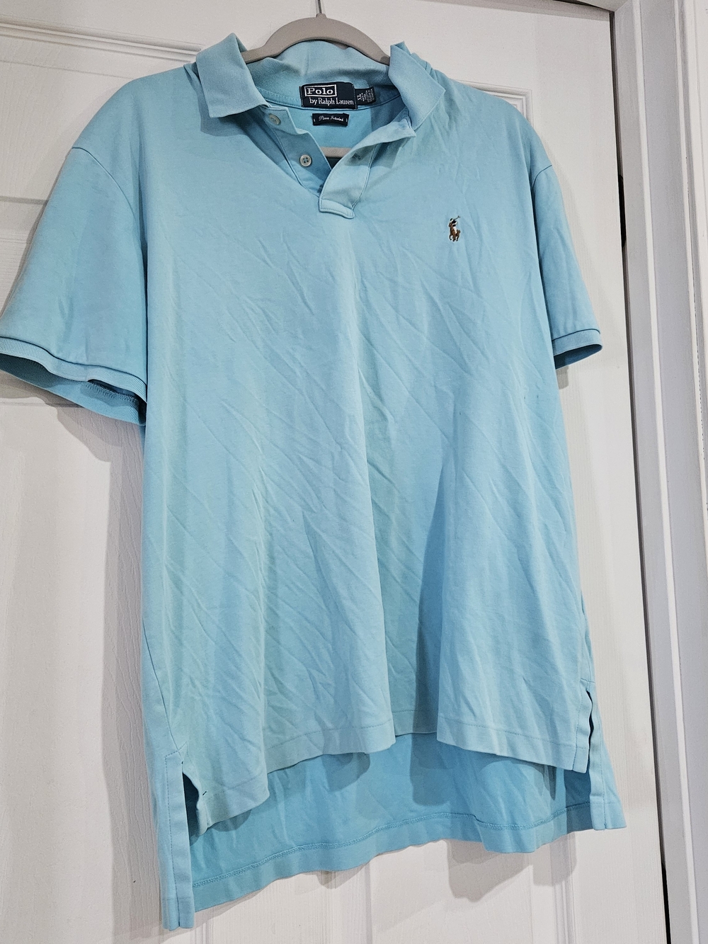 Polo Ralph Lauren Mens XL Pima Interlock Polo Shirt Teal Blue Short Sleeve